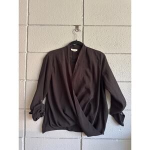 Helmut Lang Draped Wrap Blouse size S in Black